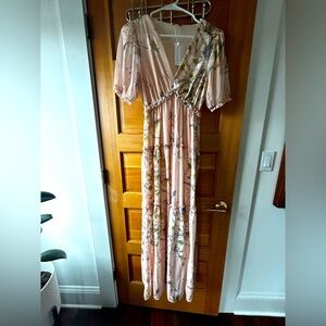 Floral Maxi Dress in Pink and Green